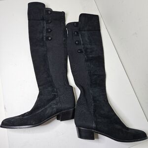 Stuart Weitzman 5050 Suede Stretch Boot Over The Knee Buttons Womens 6